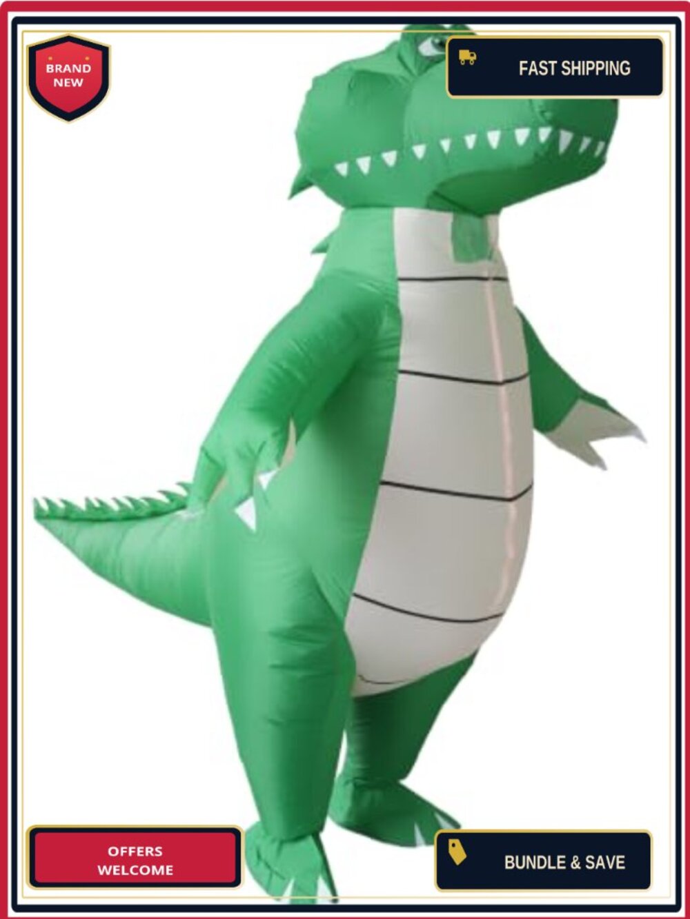 Inflatable Crocodile Costume Adult One Size Fits Most Blow Up Suit